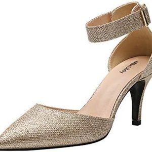 Mila Lady Gold, Closed Toe Pump with Ankle Strap- Sz. 9M